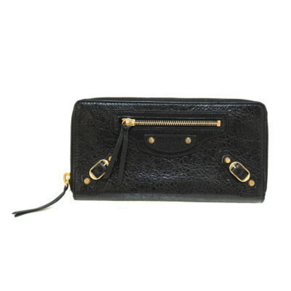 BALENCIAGA Zip Wallet Long Black Leather - Picture 1 of 11